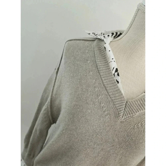 Brochu Walker Looker Cashmere Wool Layered V-Neck Oversize Sweater FLAWS size S - Picture 12 of 16